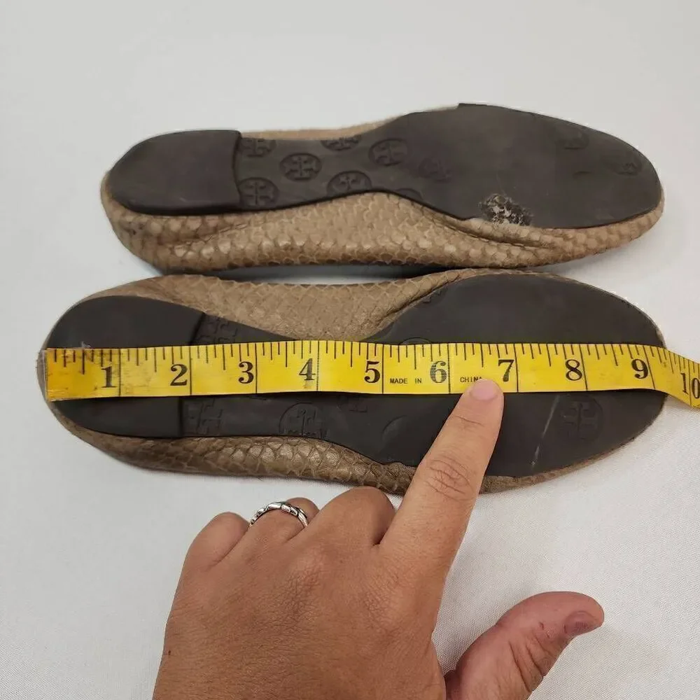 Tory Burch Size 6 Brown Snakeskin Reva Ballet Flats